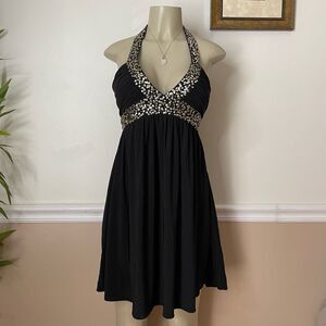 Morgan & Co. Women’s Y2K Vintage Sequin V-Neck Halter Dress